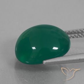 Agate Gemstone in 12.5 x 11.6 mm Size for Sale, Agate Stone in Medium Green Color
