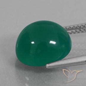 Agate Gemstone in 11.6 x 11.1 mm Size for Sale, Agate Stone in Medium Green Color