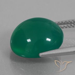 Agate Gemstone in 12.8 x 12.4 mm Size for Sale, Agate Stone in Medium Green Color