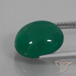 Agate Gemstone in 12.3 x 11.5 mm Size for Sale, Agate Stone in Forest Green Color