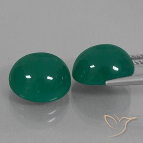 Agate Gemstones in 11.8 x 11.5 mm Size for Sale, Agate Stones in Medium Green Color