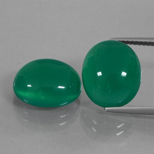 Medium Deep Green Agate Gem - 6.6ct Oval Cabochon (ID: 426361)