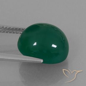 Agate Gemstone in 12.3 x 11.1 mm Size for Sale, Agate Stone in Medium Green Color