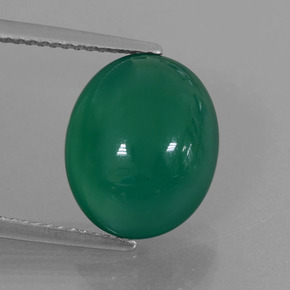 5.74 ct Green Agate Gemstone, Agate Gem in Oval Cabochon Shape for Sale.
