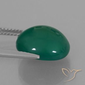 Agate Gemstone in 12.9 x 11.8 mm Size for Sale, Agate Stone in Forest Green Color