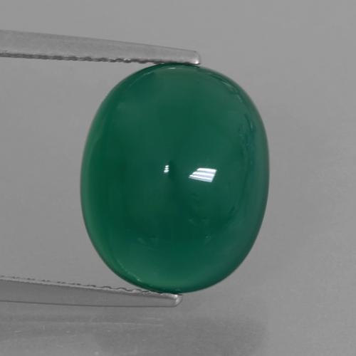 Medium Dark Green Agate Gem - 6.2ct Oval Cabochon (ID: 426382)