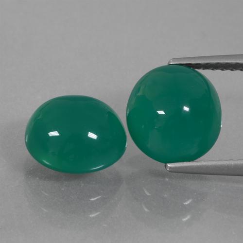 Medium Green Agate Gem - 2.9ct Oval Cabochon (ID: 426393)