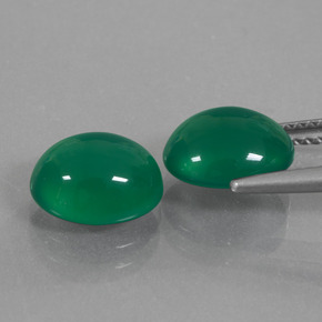 Agate Gemstones in 9.5 x 8.2 mm Size for Sale, Agate Stones in Medium Deep Green Color