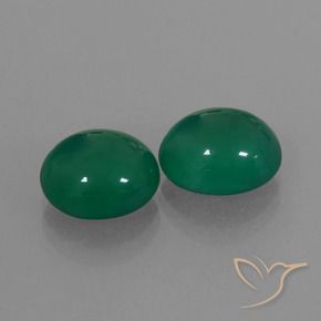 5.23 ctw Green Agate Stones, Natural Agate in Oval Cabochon Shape for Sale