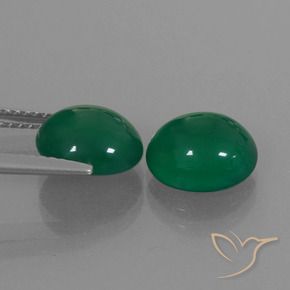 Agate Gemstones in 9.5 x 8.1 mm Size for Sale, Agate Stones in Medium Green Color
