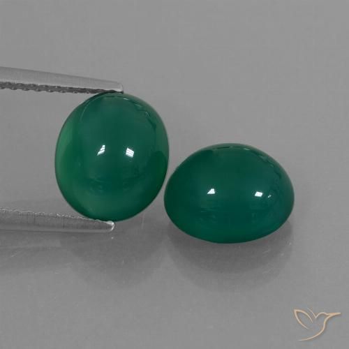 2 pezzi di agata verde Ovale abbinato di dimensioni 9 x 7,9mm, peso 4,96 ct totali / media. 2,48 ct ciascuno, giallo in purezza Translucent, gemma naturale , durezza Mohs 6,5 - 7 adatto per gioielli da indossare ogni giorno , Photo A