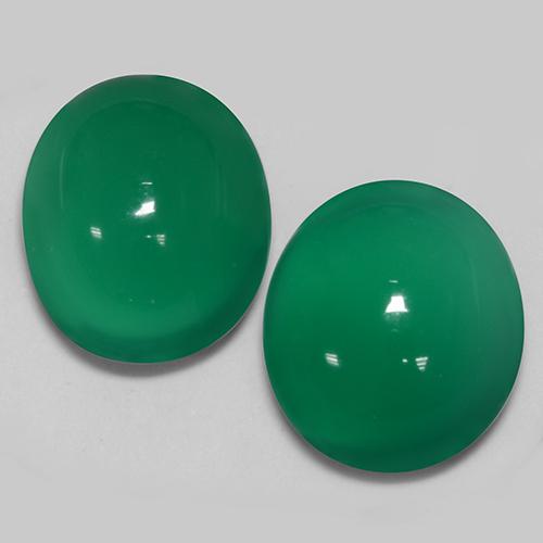 Verde medio Ágata Gema - 2.9ct Cabujón Óvalo (ID: 426400)
