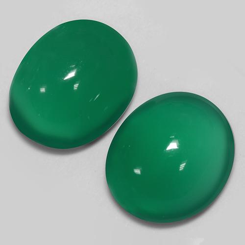 Agate Gemstones in 9.7 x 7.9 mm Size for Sale, Agate Stones in Medium Green Color