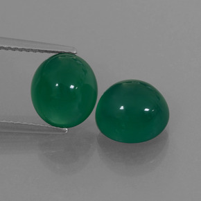 5.88 ct Green Agate Gemstone, Agate Gem in Oval Cabochon Shape for Sale.