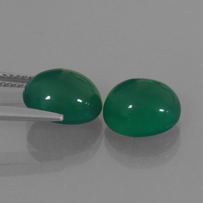 Agate Gemstones in 9.7 x 7.7 mm Size for Sale, Agate Stones in Medium Green Color