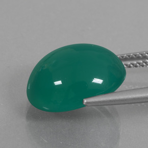 Agate Gemstone in 13.2 x 11.4 mm Size for Sale, Agate Stone in Medium Green Color