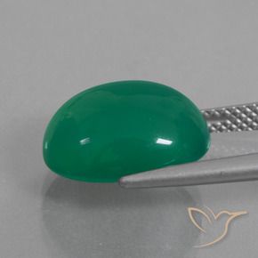 Agate Gemstone in 13.4 x 11.4 mm Size for Sale, Agate Stone in Medium Green Color