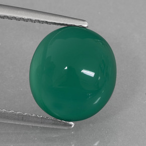 4.11 ct Green Agate Gemstone, Agate Gem in Oval Cabochon Shape for Sale.