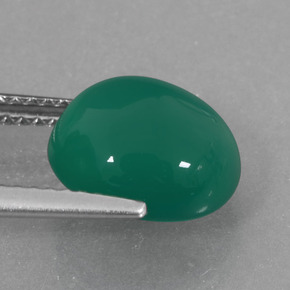 Agate Gemstone in 10.5 x 9.5 mm Size for Sale, Agate Stone in Medium Green Color