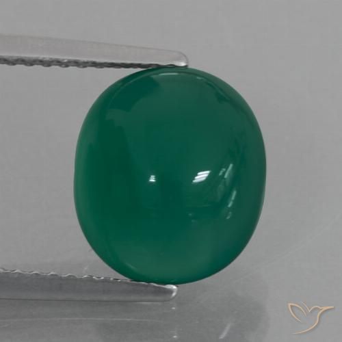 4.14 ct Green Agate, 10.6 x 9.3 mm Oval Cut From India, Photo A