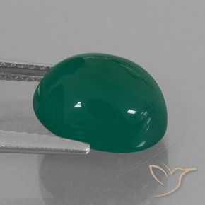 Agate Gemstone in 11 x 9 mm (calibrated) Size for Sale, Agate Stone in Medium Green Color