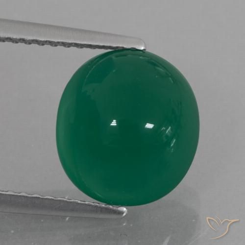 10,3 x 9,4mm di agata verde taglio ovale dall'India, peso di 4,41 ct, pietra preziosa naturale Tinto in purezza Translucent, 1 pezzo Agata Ovale cabochon - Colore: Verde foresta, durezza Mohs di 6,5 - 7 adatto per gioielli da indossare ogni giorno , Photo A