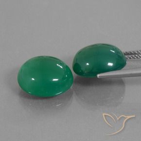 Agate Gemstones in 13.1 x 11.7 mm Size for Sale, Agate Stones in Warm Green Color