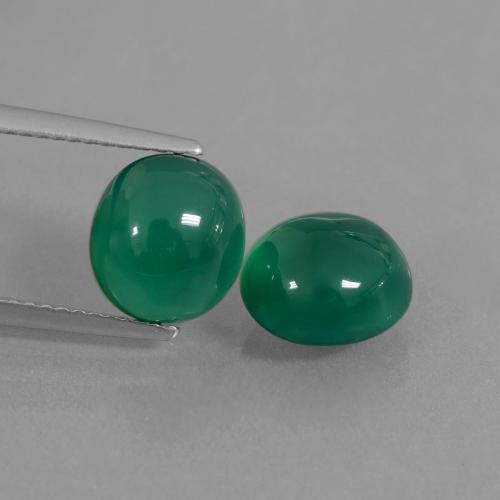 Medium Deep Green Agate Gem - 2.7ct Oval Cabochon (ID: 436932)
