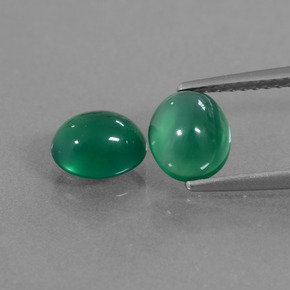 2.19 ct Green Agate Gemstone, Agate Gem in Oval Cabochon Shape for Sale.