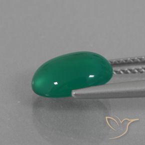 Agate Gemstone in 9.6 x 7.7 mm Size for Sale, Agate Stone in Medium Green Color
