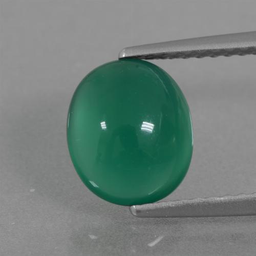 Forest Green Agate Gem - 2.1ct Oval Cabochon (ID: 437005)