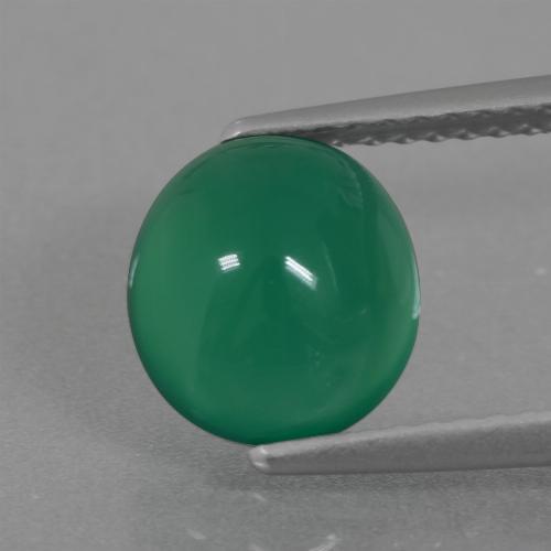 Medium Green Agate Gem - 2.5ct Oval Cabochon (ID: 437012)