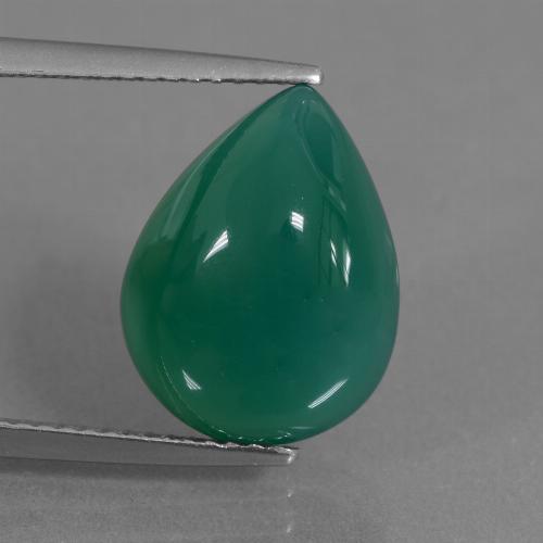 Medium Green Agate Gem - 6.6ct Pear Cabochon (ID: 437041)