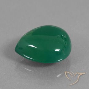 7.09 ct Green Agate Stone, Natural Agate in Pear Cabochon Shape for Sale