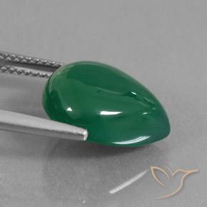 Agate Gemstone in 14 x 12 mm (calibrated) Size for Sale, Agate Stone in Medium Deep Green Color