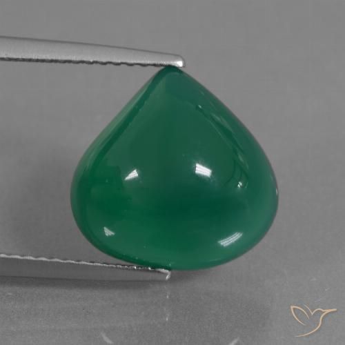 7.28ct Natural Verde profundo médio Ágata, Formato de pêra, Translúcido, Photo A