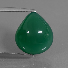 6.09 ct Green Agate Gemstone, Agate Gem in Pear Cabochon Shape for Sale.