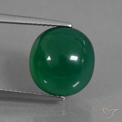 7.02ct Natural Medium Green Agate, Oval, Translucent