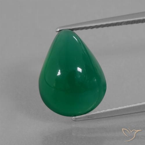 6.87 ct Green Agate, 13.6 x 10.6 mm Pear Cut From India, Photo A