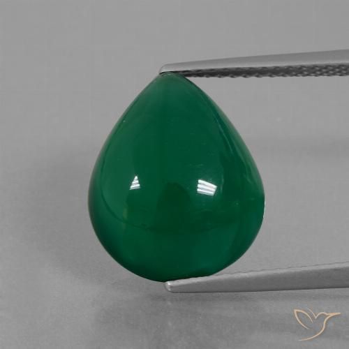 7.46ct Natural Medium Green Agate, Pear Shape, Translucent