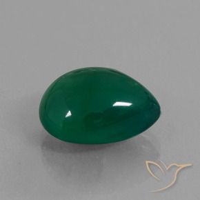 7.46 ct Green Agate Stone, Natural Agate in Pear Cabochon Shape for Sale