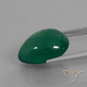 Agate Gemstone in 14 x 12 mm (calibrated) Size for Sale, Agate Stone in Medium Green Color