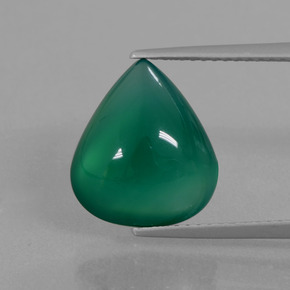 5.89 ct Green Agate Gemstone, Agate Gem in Pear Cabochon Shape for Sale.