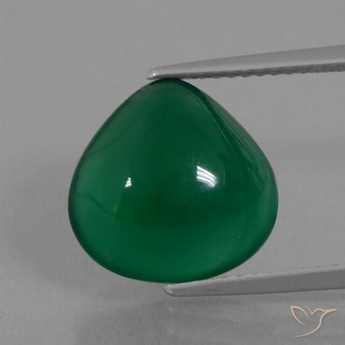 6.83ct Natural Medium Green Agate, Pear Shape, Translucent