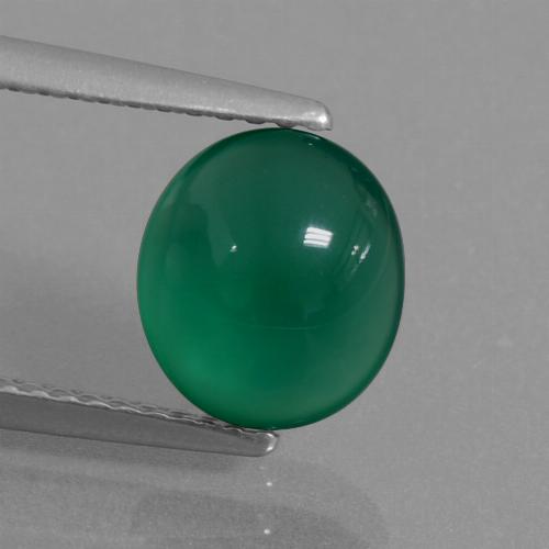 Medium Deep Green Agate Gem - 2ct Oval Cabochon (ID: 437112)