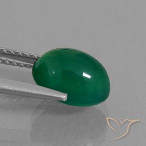 Agate Gemstone in 9 x 7 mm (calibrated) Size for Sale, Agate Stone in Forest Green Color