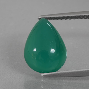 3.72 ct Green Agate Gemstone, Agate Gem in Pear Cabochon Shape for Sale.
