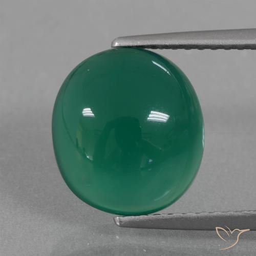 Agata verde da 3,83 ct, taglio ovale da 10,8 x 9,7 mm dall'India, Photo A