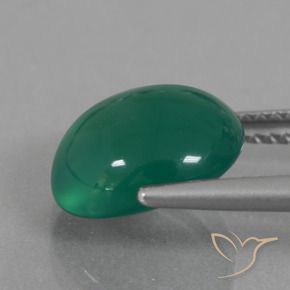 Agate Gemstone in 10.8 x 9.7 mm Size for Sale, Agate Stone in Medium Deep Green Color