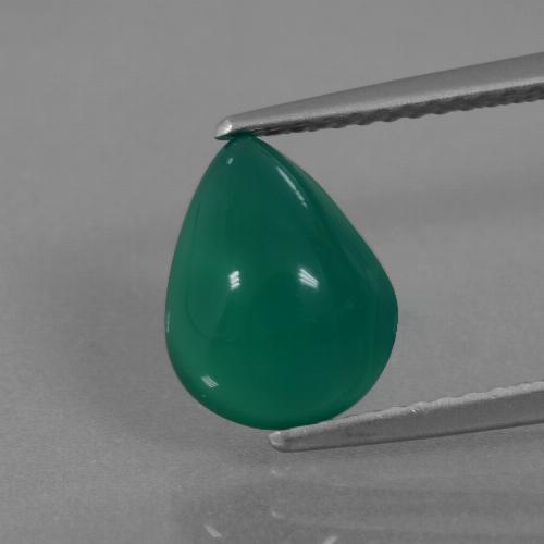 Medium Green Agate Gem - 2.4ct Pear Cabochon (ID: 437182)